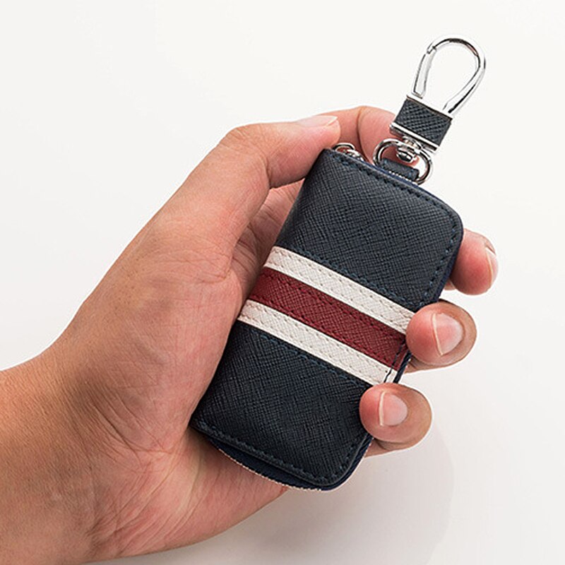 Læder nøgle punge mænd bil nøgle taske lille nøgle taske beskyttende ærme læder nøglering holder pose