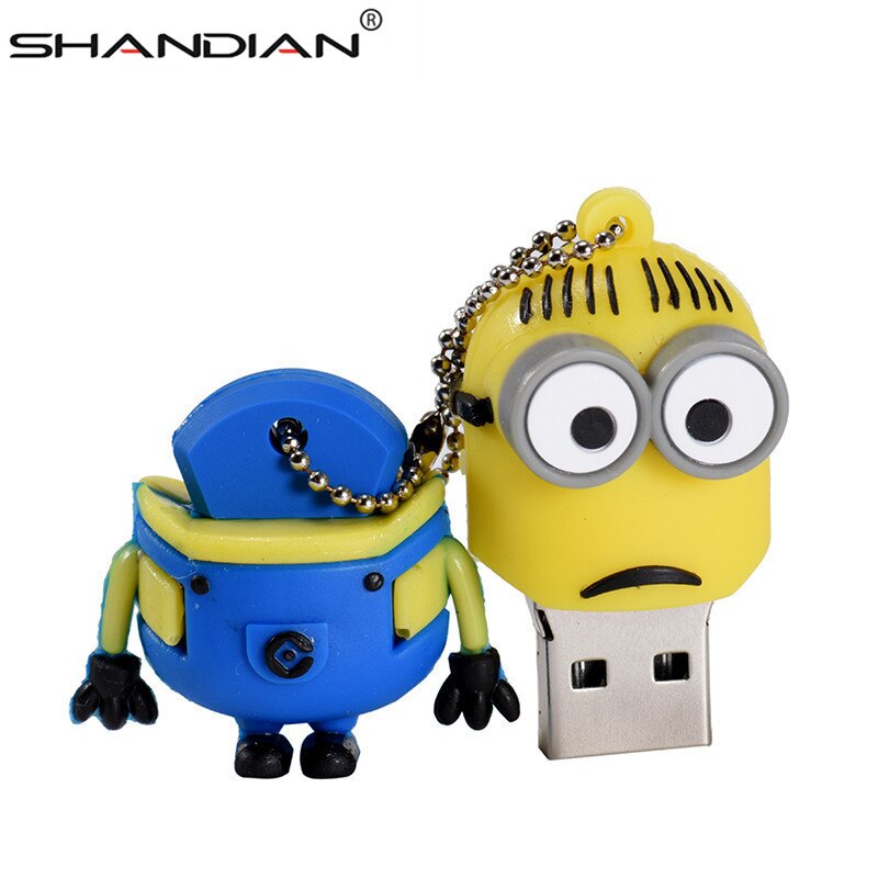 SHANDIAN Funny mini usb flash drive cute Yellow people 4GB 8GB 16GB 32GB 64GB 128GB pen drive memory flash drive Exempt postage