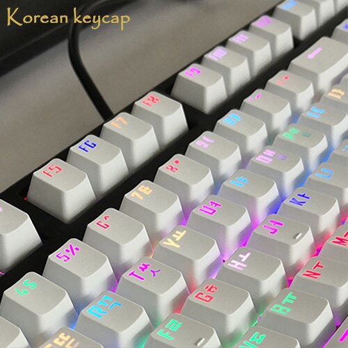 Gaming keycaps Mechanical keyboard cap Key 104 Keys Translucent Backlight Keycaps Russian/Korean Key Cap Switches, White & Black: Korean white