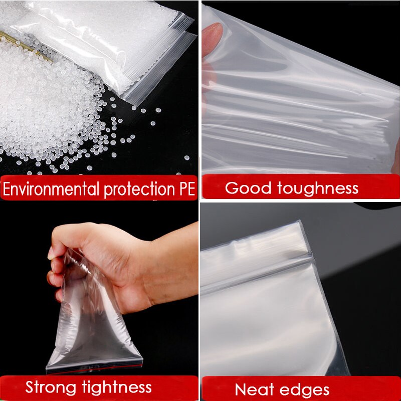 100pcs/pack Resealable Zip High Clear Plastic Bag Reclosable Nail cosmetic Hardware Food Trial Pouches Storage Package
