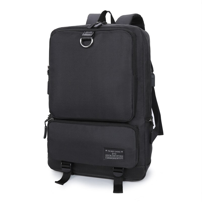 Men&#39;s Backpack Casual Business Laptop Backpack Male USB Socket Teen Student Schoolbag Women&#39;s Daily Work Bag Black Gray Blue: black