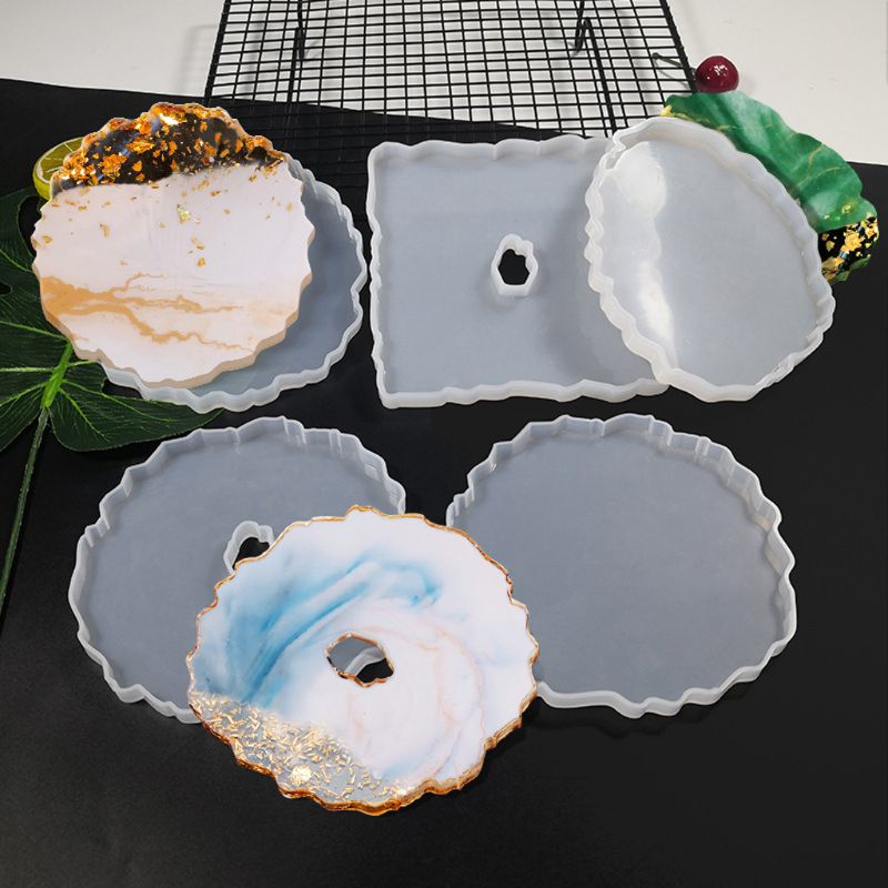 Moldes de resina de posavasos de silicona con forma de onda redonda Irregular de 11 Uds para hacer manualidades, moldes de posavasos de resina para manualidades artísticas