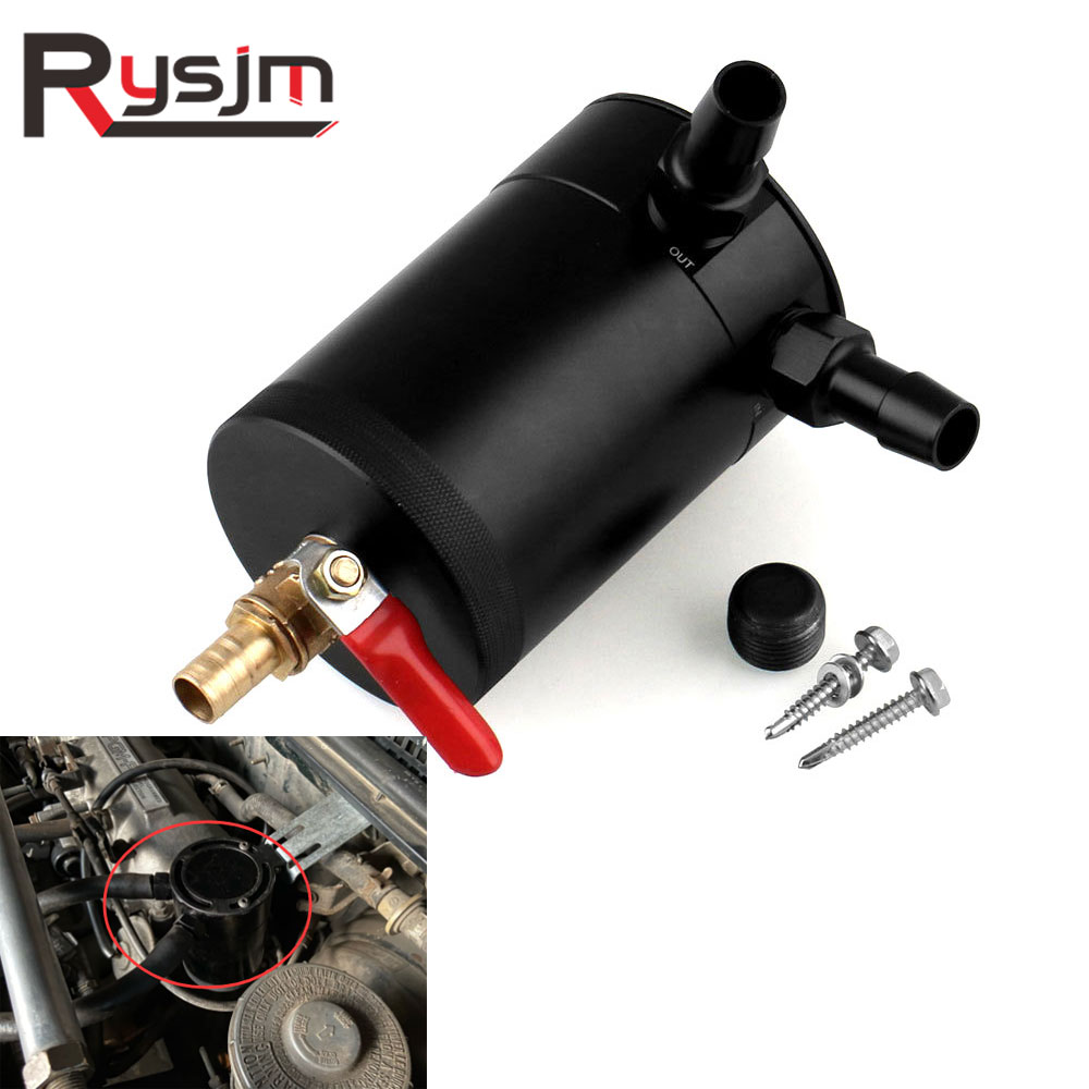 La captura de aceite puede tanque para coche 2 / 3 Puerto extraíble con válvula de combustible separador de aceite de aire de desconcertado de aluminio transpirable hervidor de agua