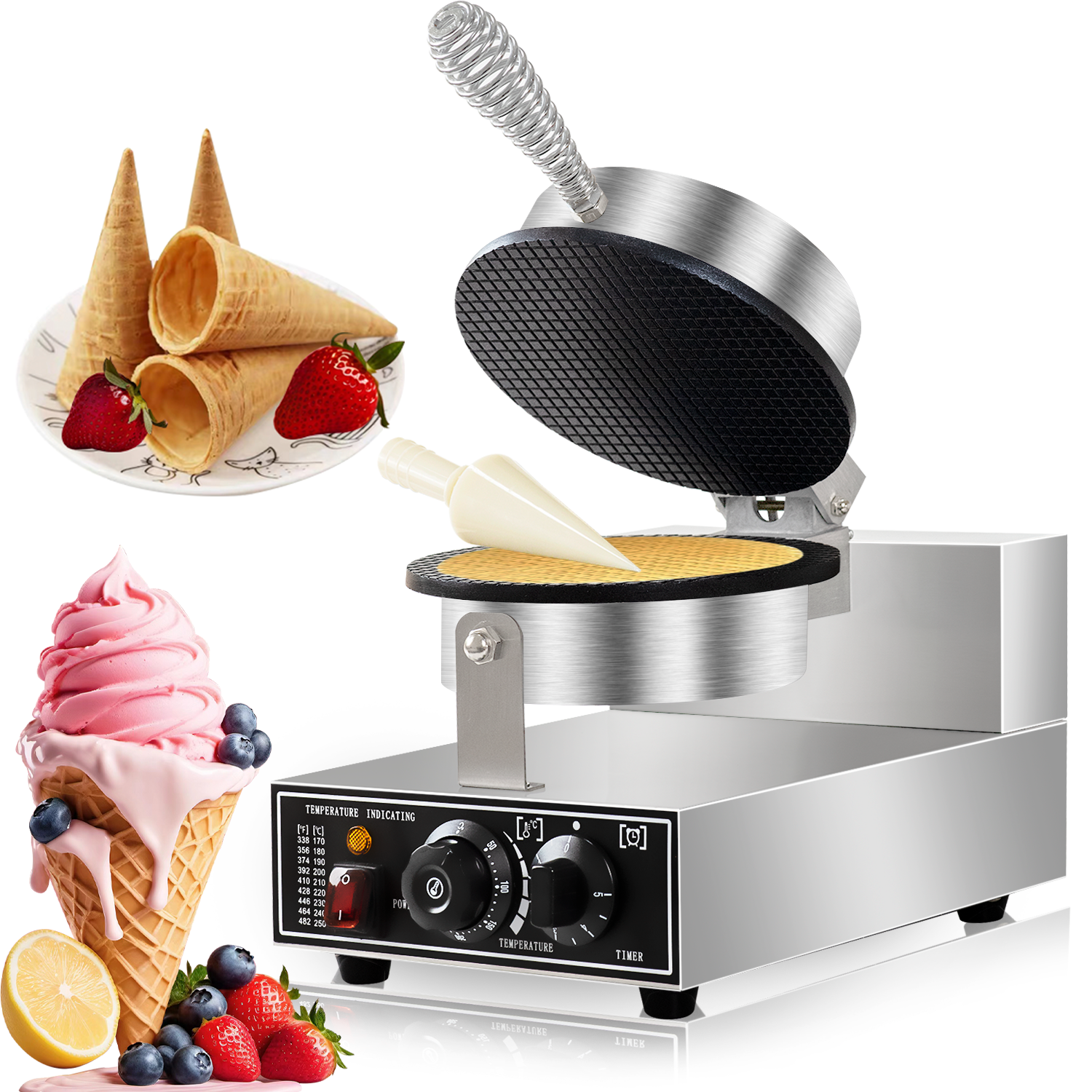 Electric ice cream cone maker commercial waffle cone machine 110V/220V waffle iron cone maker egg roll cake oven