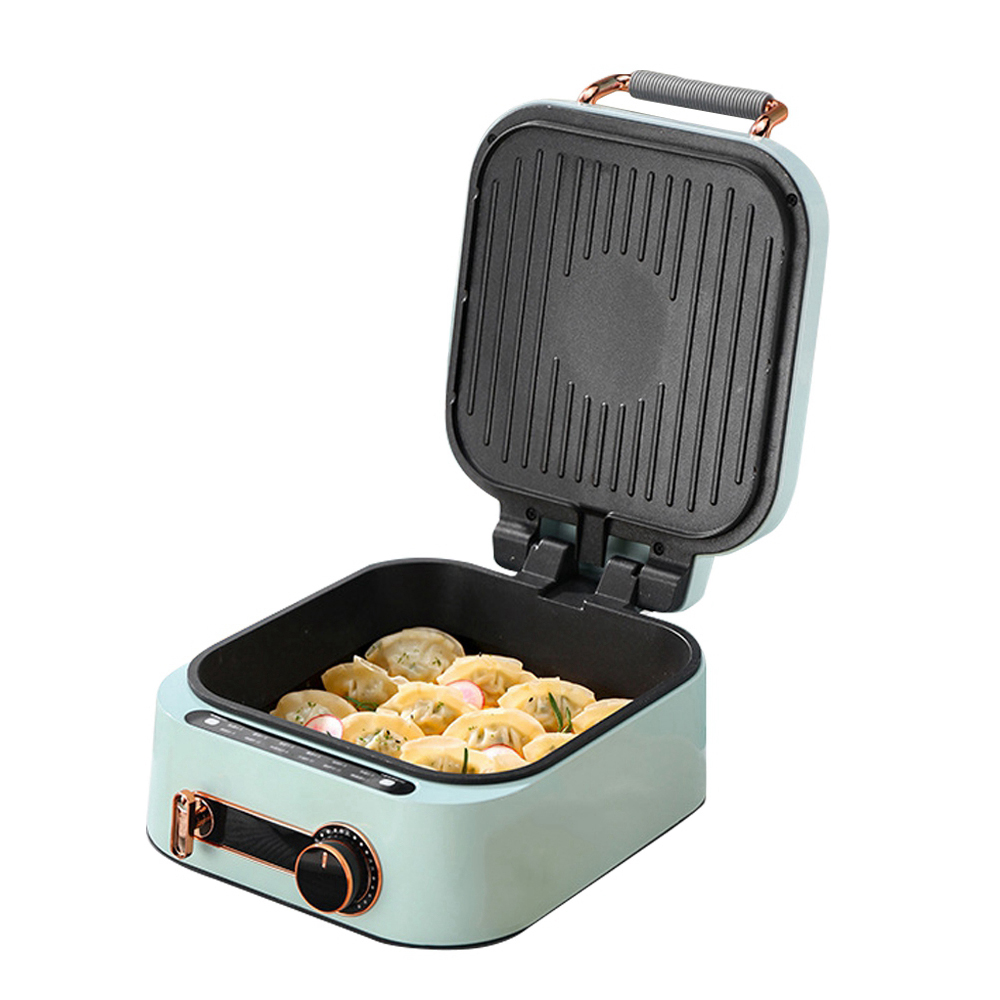 JIQI – poêle électrique à Double face, 220V, appareil de cuisson domestique, poêle chauffante, pour Pizza, tarte, crêpes, BBQ, plaque chauffante: Light Green