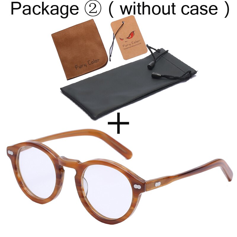 Monture de lunettes optique rétro ronde, petite monture en acétate, monture à lentilles transparentes pour femmes et hommes, prescription: flaxen-B