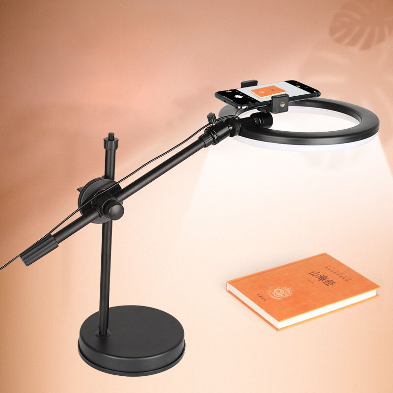 Mobiele Telefoon Overhead Stand Statief Desktop Micro Klasse Live Selfie Led Licht Invullen Statieven Foto Video Anti-Shake Stabiele houders