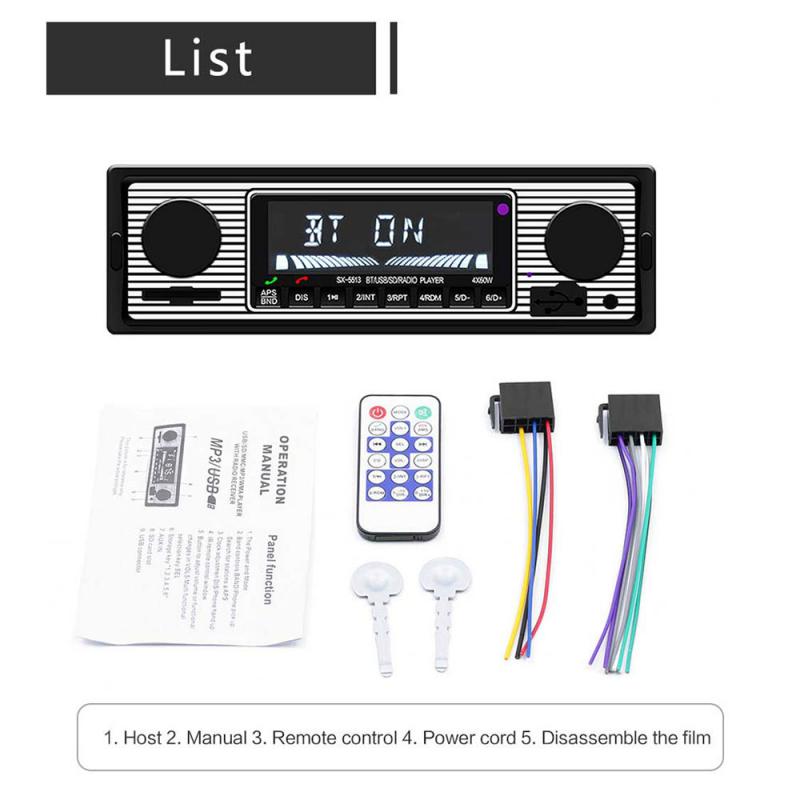 Nos Vintage coche Radio Bluetooth MP3 jugador estéreo USB/AUX clásico de Audio estéreo FM MP3 / WMA / WAV DC 12V coche accesorios