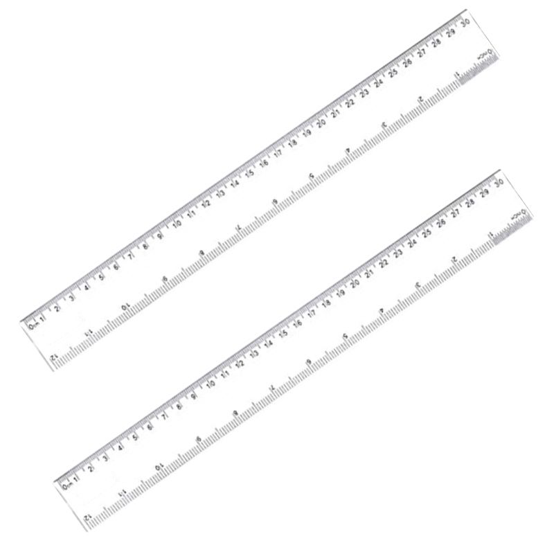 2 Pack 12 Inches Clear Plastic Ruler Straight Ruler Plastic Measuring Tool for Student School Office