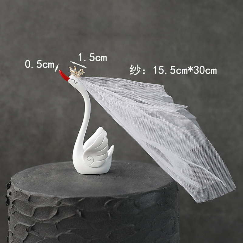 Décoration de gâteau d&#39;anniversaire en forme de cygne, décoration de robe de mariée, décor de gâteau d&#39;amour, Dessert, fournitures de pâtisserie de fête: 3