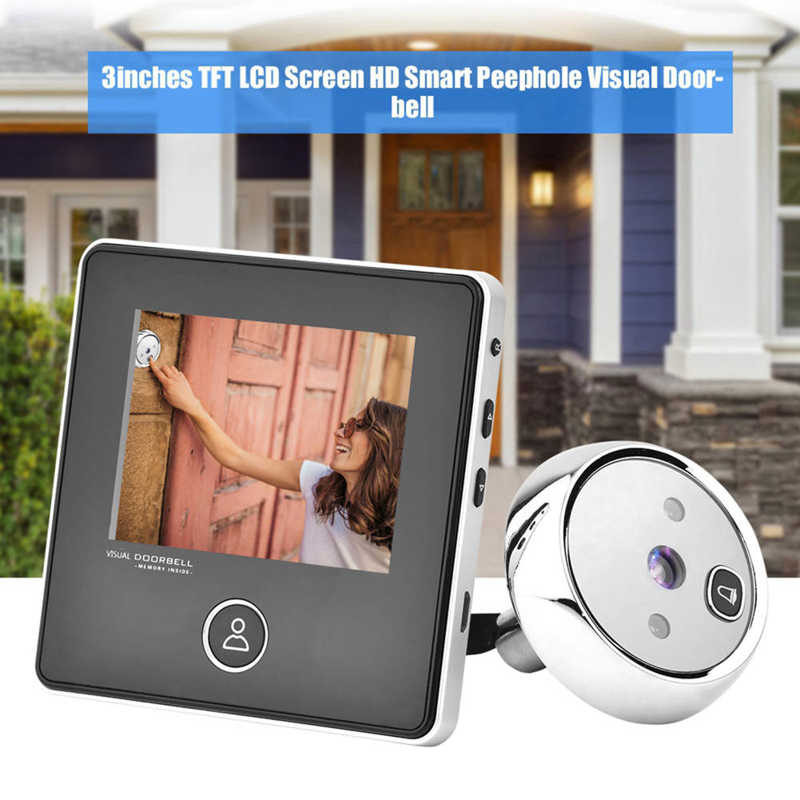 3 inches TFT LCD Screen Smart Peephole Visual Doorbell with 1MP IR Night Vision Camera