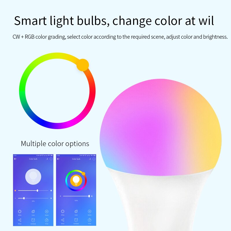 Ewelink wifi smart pære  e27 led rgb lys lampe arbejde med alexa / google hjem rgb + hvid dæmpbar timer funktion 9w