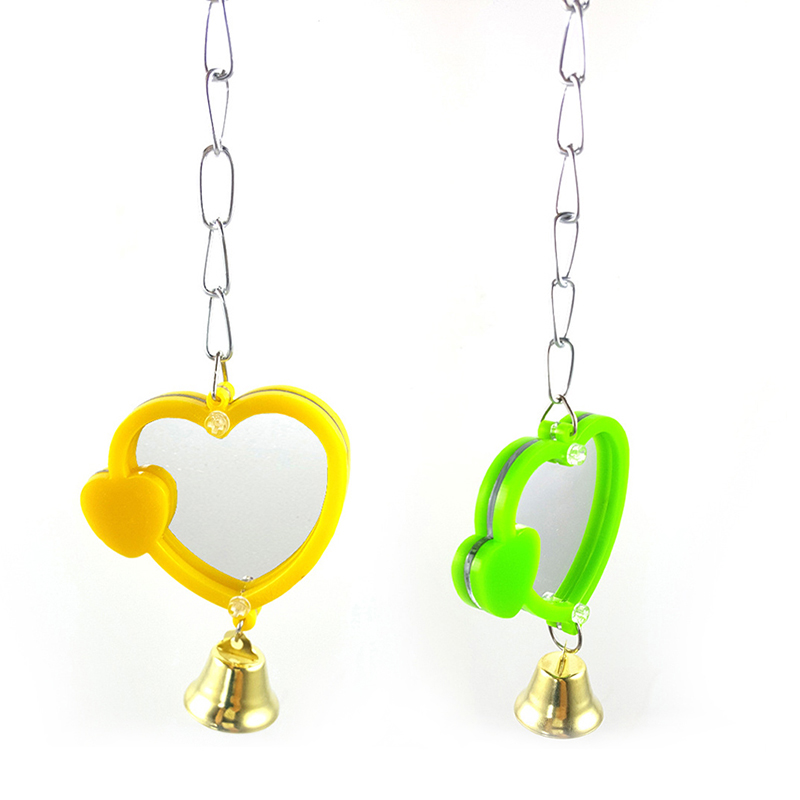 1pc Funny Mini Bird Mirror Toys Stand Mirror Parrots Play Toys Random colors