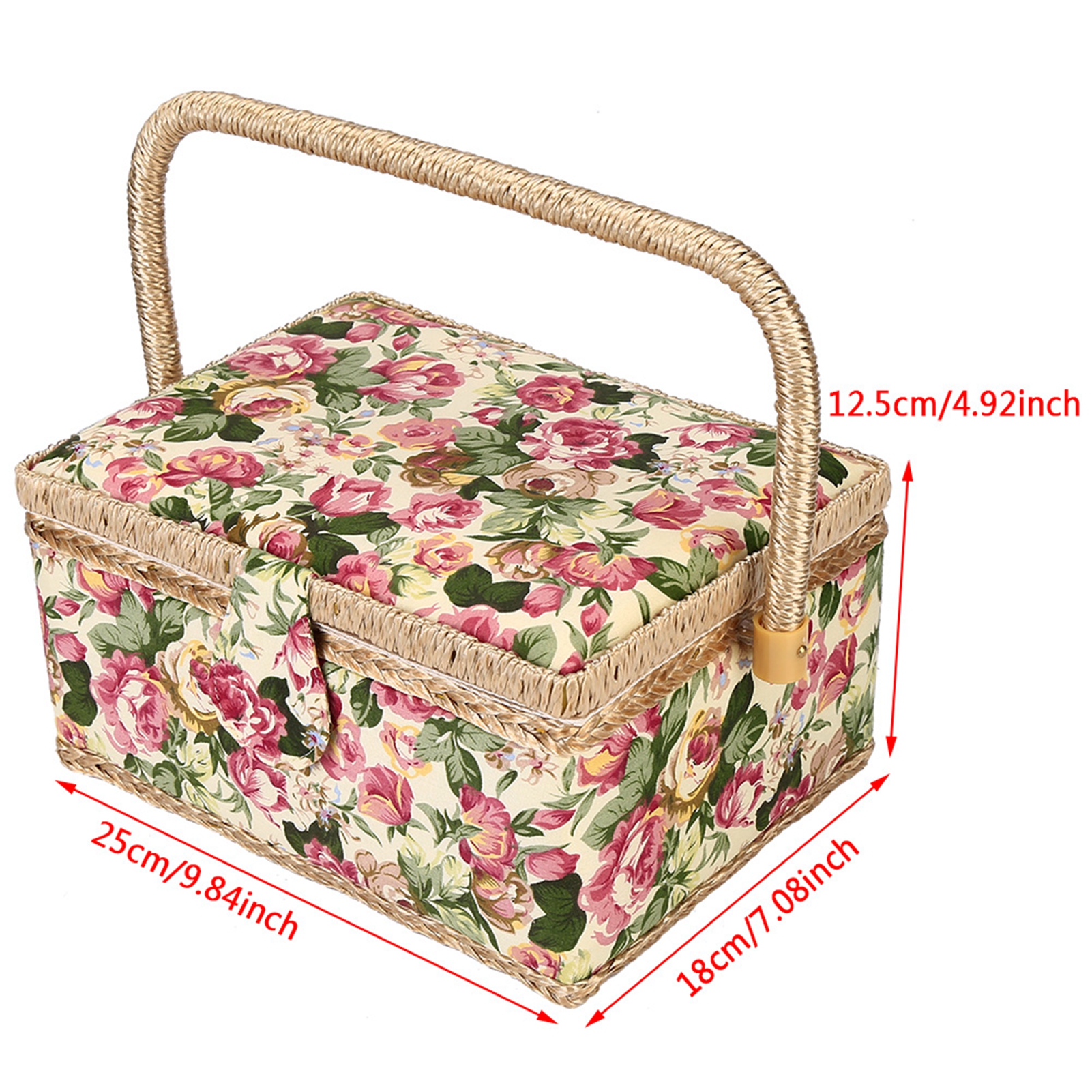 Retro Nähen Aufbewahrung sbox Handwerk Näh werkzeug Schicht Nadel Faden Korb Blumen Fingerhut Faden Nadel Nähen Veranstalter Zubehör