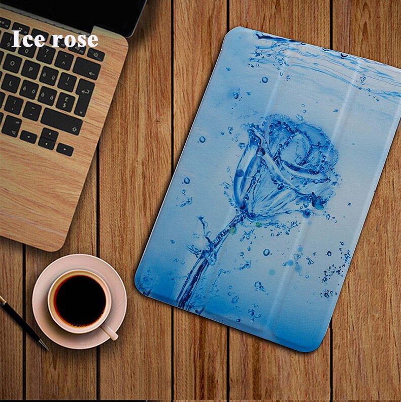 Funda de Tablet para Samsung Galaxy Tab A 10,1 ' SM-T580 T585 fundas Ultra delgadas wake Smart funda para sm-t580 funda protectora: Ice rose
