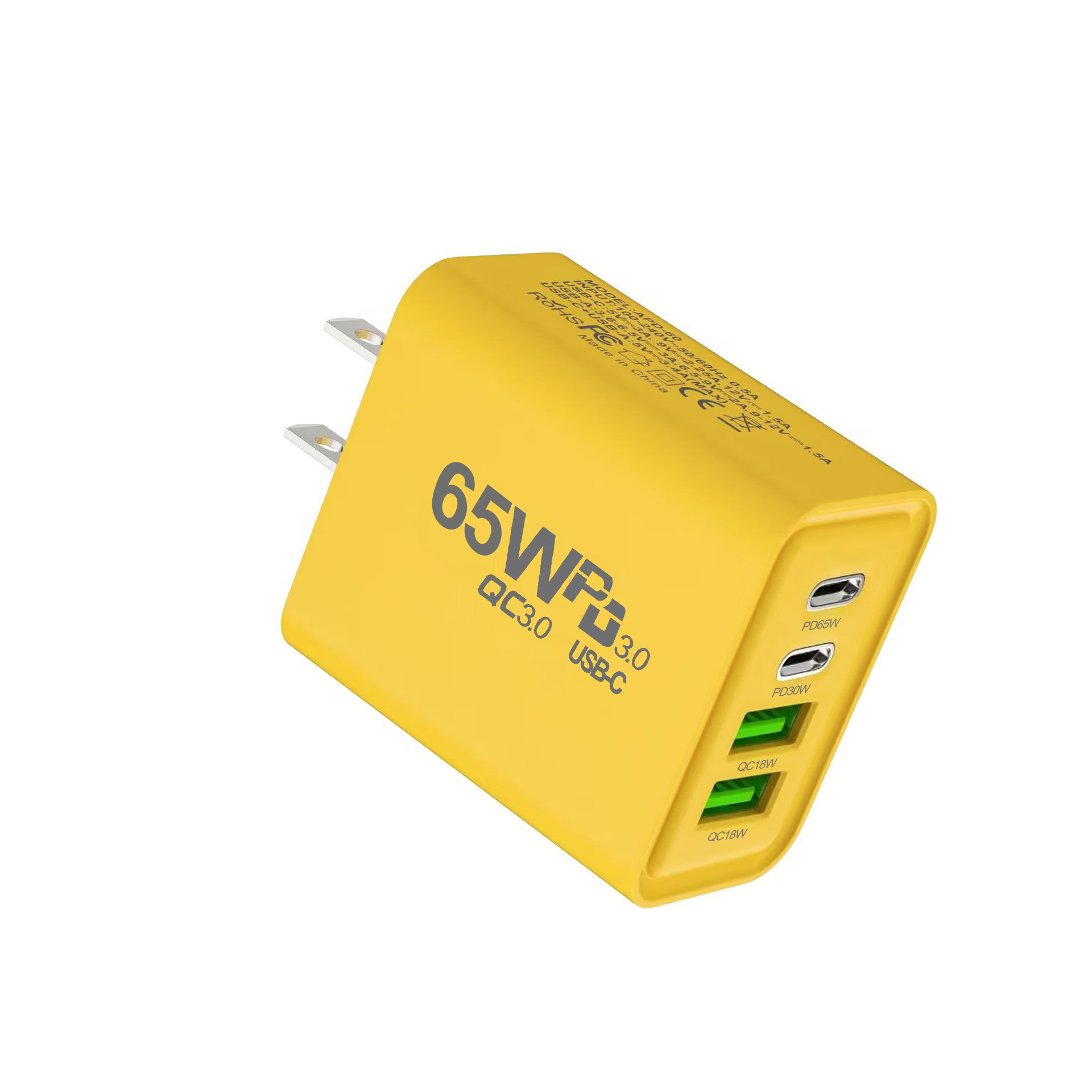 65w opladers, 4- usb-c-poorten, snellader  pd 3.0 usb-c-snellader, mobiele usb-oplader, tabletoplader: De
