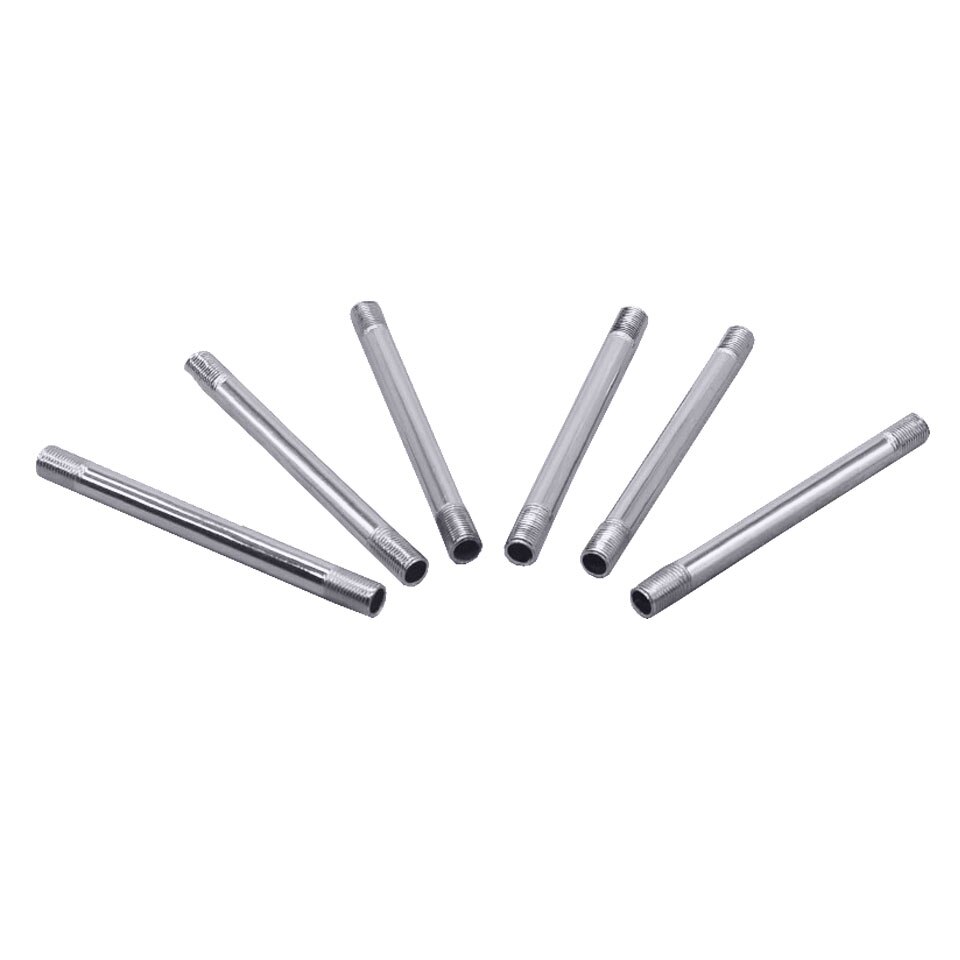 2 stk dia 9.3mm to utvendige tenner  m10 rett rør krom jernstang hult tannrør bordlampe gulvlys tilkoblingsrør