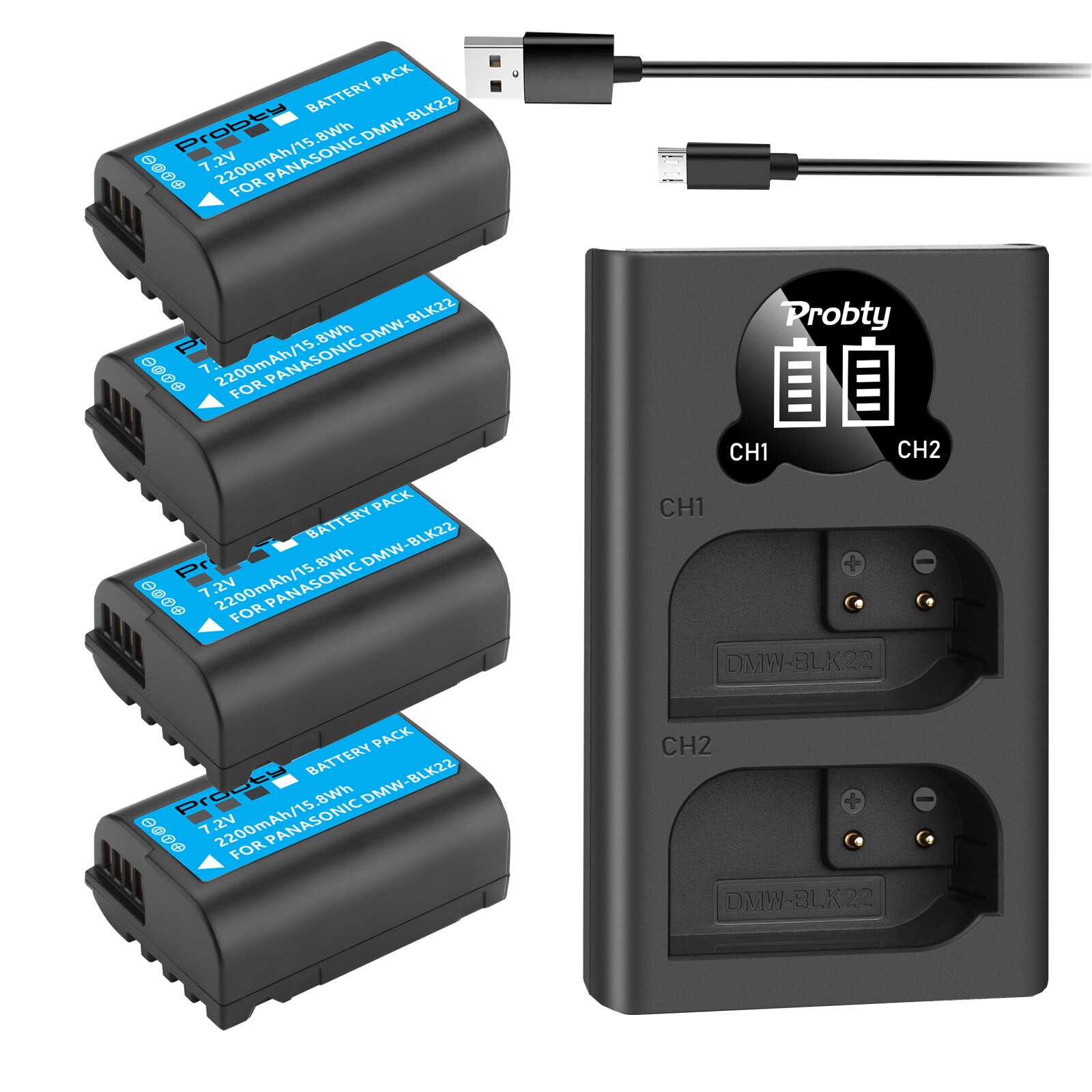 DMW-BLK22 DMWBLK22 BLK22 batería para Panasonic LUMIX DC-S5 DC-S5K o LED cargador