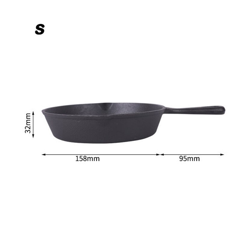 16cm 20cm støbejernsgryde mini non-stick flad æg steak stegepande til hjemmecamping picnic køkkenredskaber: S
