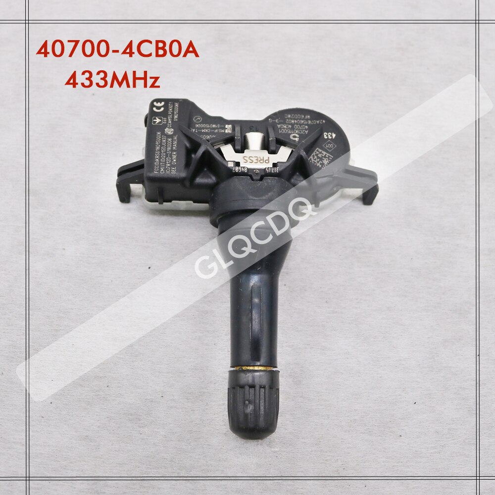 Tpms sensor til nissan qashqai ii  (j11)  nissan dæktryk sensor tpms 433 mhz 40700-4 cb 1b 40700-4 cb 0a 40700-4 cb 1a