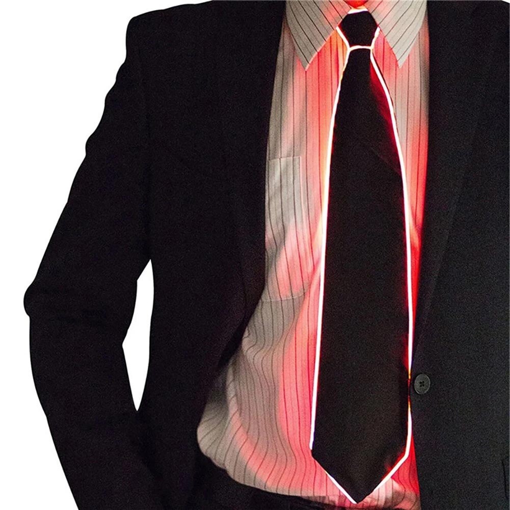 EL Luminous Necktie Glowing Fanny Flashing Ties Novelty Necktie for Men LED Light Up Ties Halloween Party Costume Accessory: Red