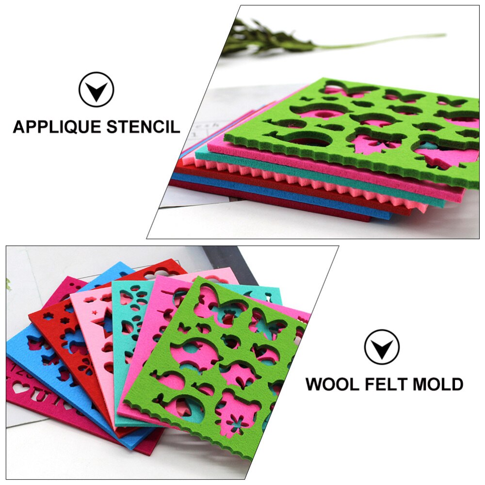 7pcs Wool Felt Shape Needle Felt DIY Craft Stencil Applique Craft