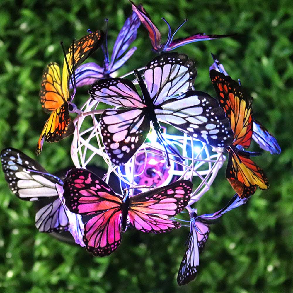 Solar Stake Light Butterfly Waterproof Garden Outdoor Garden Solar Lights Durable RGB Backyard Pathway Decoration Flashlight
