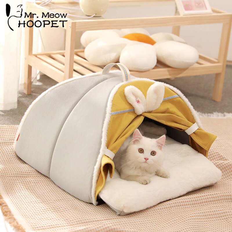 Hoopet Warmth Tent Bed For Cats Super Soft Thicken Dog Bed Winter Semi-enclosed Cat's House Cute Sleeping Home For Pet Suppliers