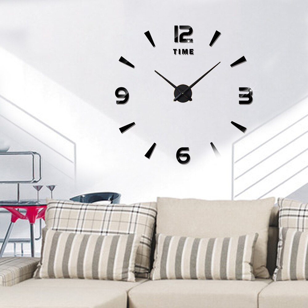 Reloj de pared 3D moderno sin marco, cronógrafo con pegatina de pared, para hogar, oficina, Hotel, restaurante, escuela, decoración, reloj grande