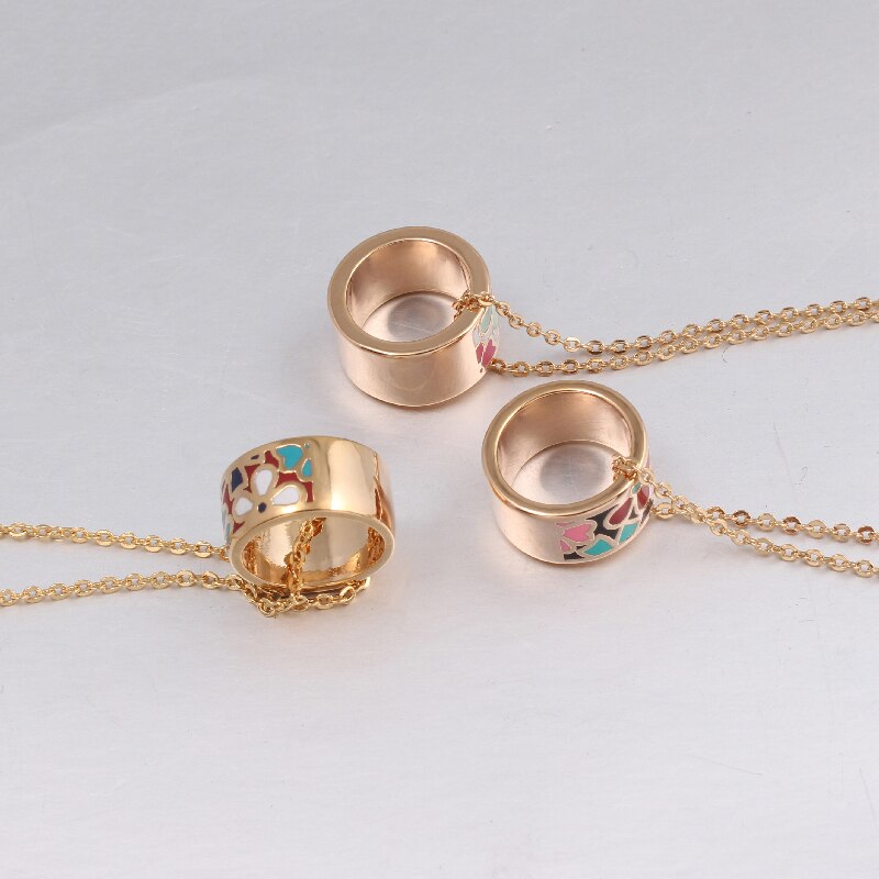 Werbeaktionen Neue oben Kleine Frauen Emaille Schmuck setzt Elegante Gefüllt Farbe Schmuck (Halskette, Ohrring)