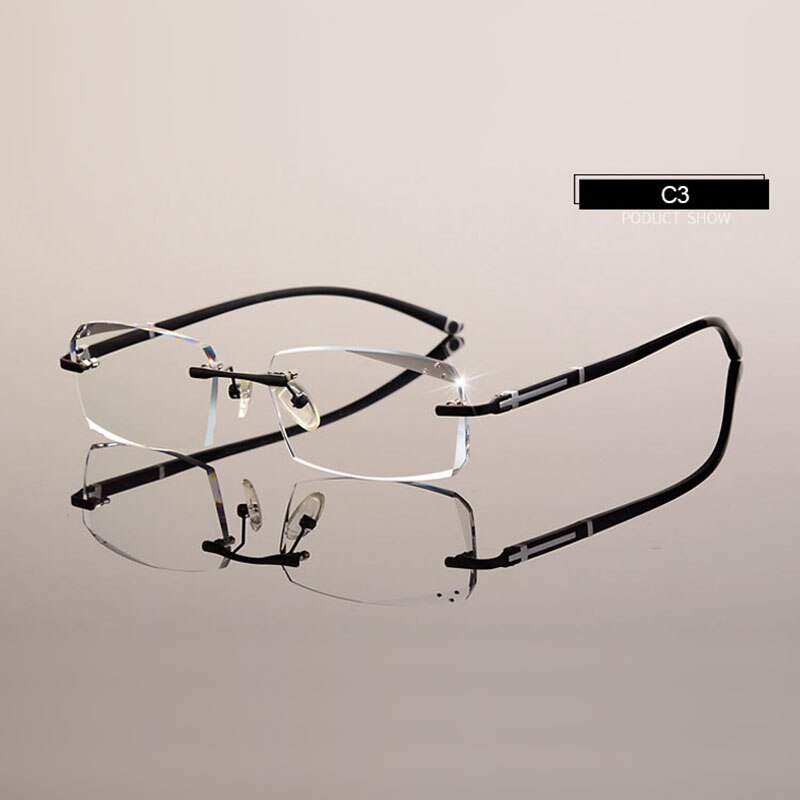 Lunettes à la A001, monture pour coupe diamant, monture de lunettes optiques sans bords, Prescription, pour lunettes pour hommes