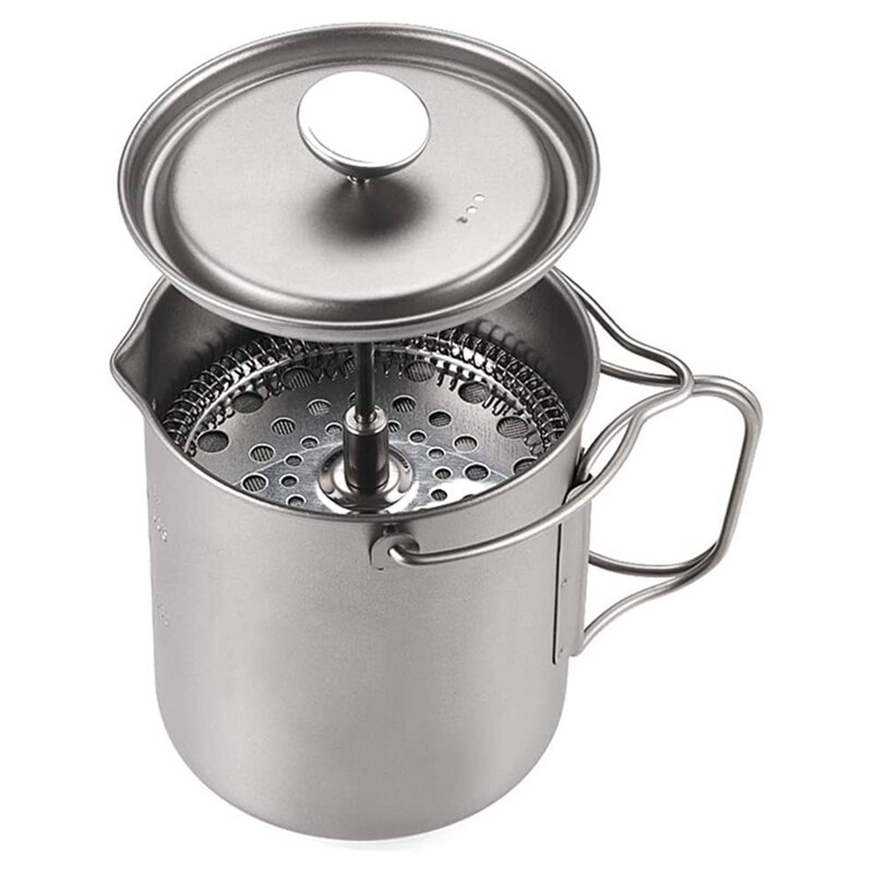 Titanium Cup 750Ml Camping Coffee Mug French Press Pot Camp Cooking Pot For Outdoor Camping Hiking Picnic Travel