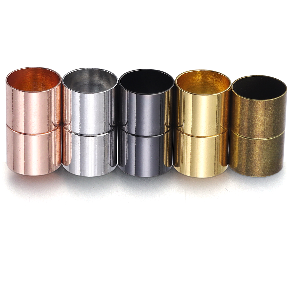 Lote de 5 unidades de cierres magnéticos fuertes cilíndricos de varios tamaños, hebilla para fabricación de joyería, accesorios de conectores de pulsera de cuerda de cuero DIY