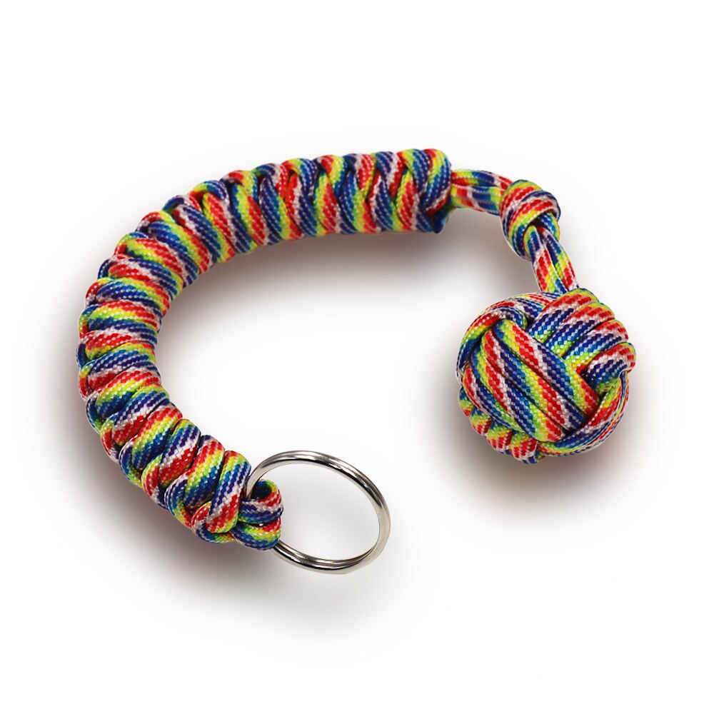 YOUGLE-cordón de paracaídas de 20cm, cuerda de Puño de mono, llavero de nudo, llavero con bola de Metal