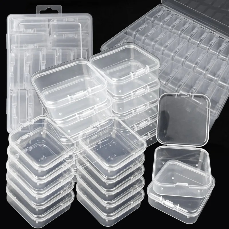 Klar opbevaringsboks mini plastik rhinsten opbevaringsæsker øreringe smykker emballage opbevaring lille firkantet etui smykker organizer