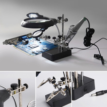 Welding magnifying glass 5 LED Light 2.5X 7.5X 10X lens Auxiliary Clip loupe desktop Magnifier third hand soldering Repair Tool