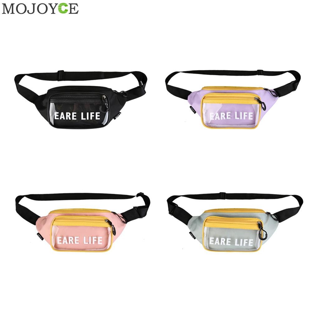 Pvc transparante heuptas voor dames, klassieke textuur, chique vrijetijdstas, nylon splitsen, rits, borst-schoudertas