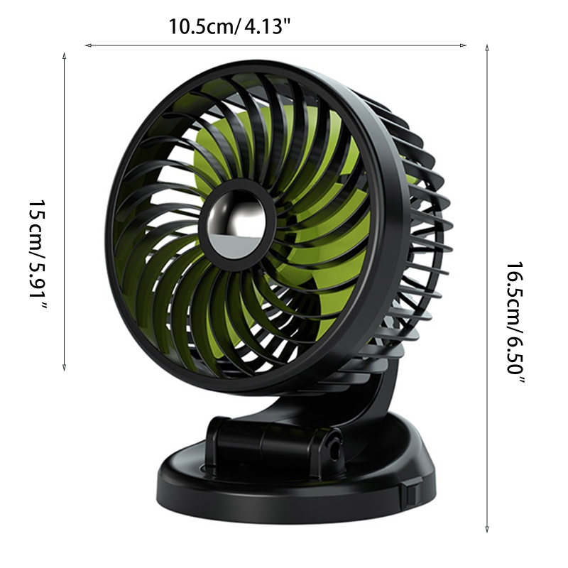 Auto Cooling Cooler 360°Rotatable Cooling Fan USB5V Cigarette-Lighter 12V/ 24V Quiet Car Fan for Dashboard Armrest Area
