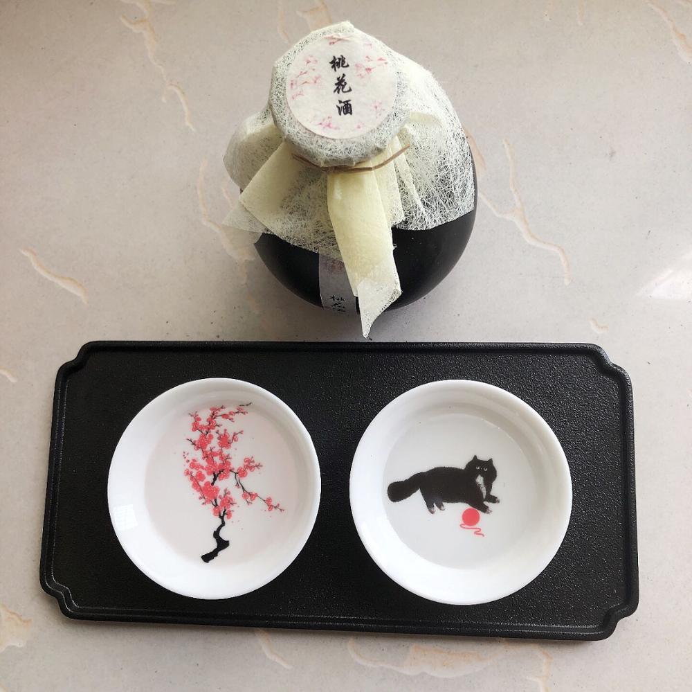 Japanese-style Cherry flower plum flower Cat Sake Cup 17 ℃ Cold water Discoloration Cup Bowl Ceramic Peach Blossom wine Cup