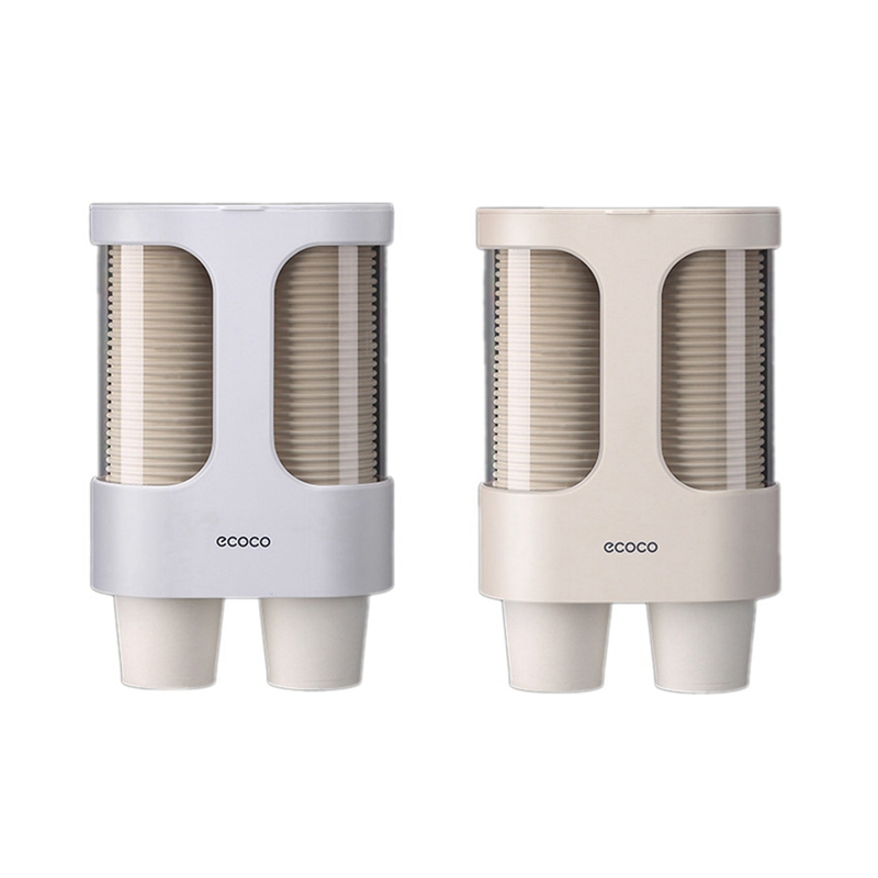 ECOCO Disposable Paper Cups Dispenser Plastic Cup Holder for Dispenser Wall Mounted Automatic Cup Storage Rack