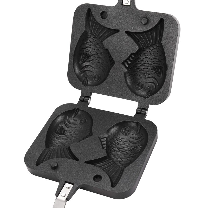 Taiyaki dobbel fiskeformet dessert vaffelkakeform japansk panne stekepanne ​2 brett for matlaging av ciklider 36.5 cm