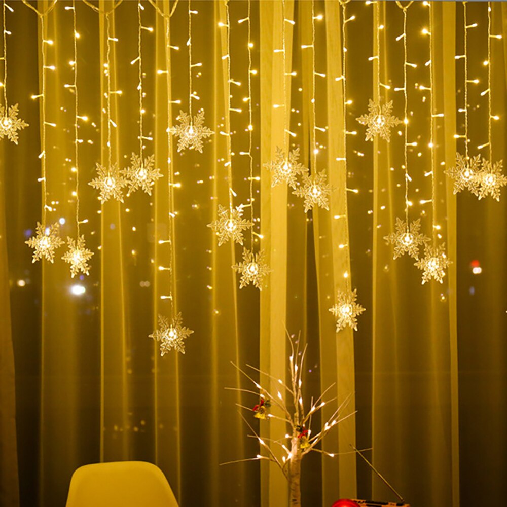 Kerst Sneeuwvlokken Led String Lichten Knipperende Lichten Gordijn Licht Waterdicht Party Fairy Light Met Aansluitbaar Wave