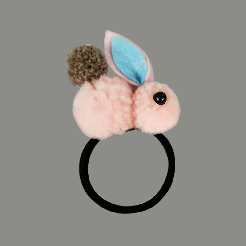 bandeau de dessin animé animal fait à la main en peluche lapin mignon coiffe unique fille pompon bandes de caoutchouc 6 couleur cheveux accessoires