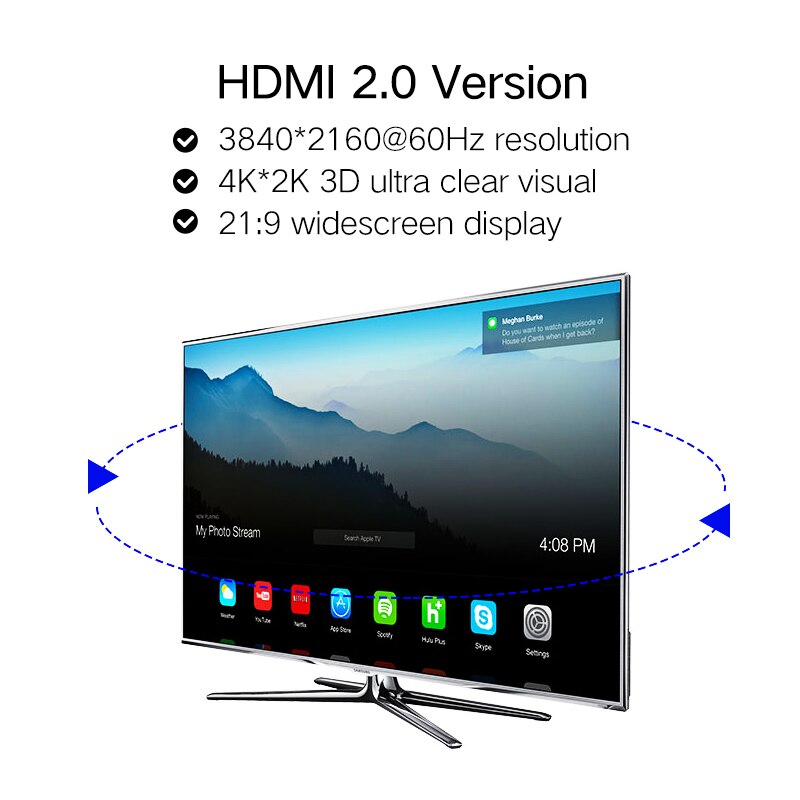 Shuliancable hdmi-kompatibelt kabel 2.0 4k 60hz 3d videokabel hdr splitter switcher til hd tv laptop  ps3 ps4 computer xbox