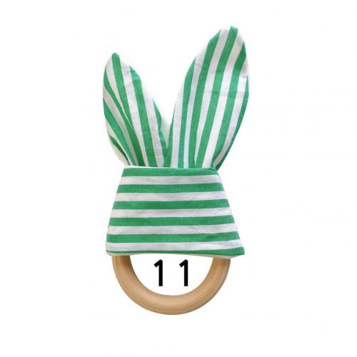 1Pcs Baby Bijtring Houten Ring Baby Bunny Oor Bijtring Kinderziektes Speelgoed Veilig Rustgevende Chew Douche Dental Oefening Speelgoed: 11