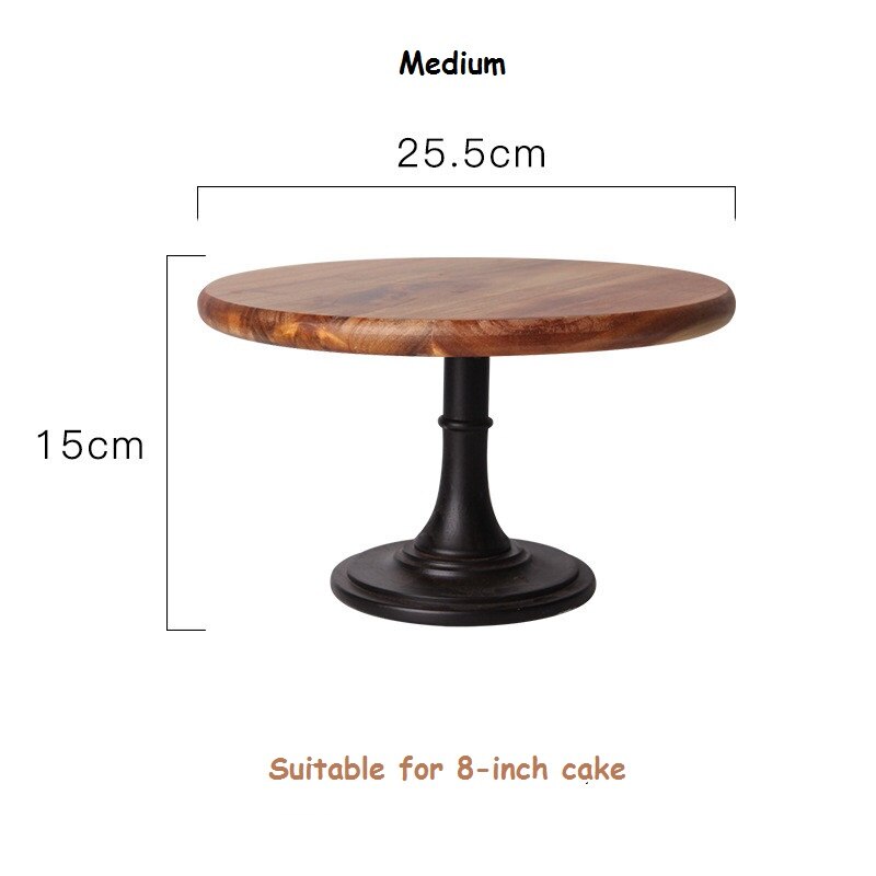 Wooden High Base Cake Plate Stand Dessert Plate Wedding Party Cake Dessert Plate Tray Wooden Dishes Wood Serving Tray Cake Cover: High plate medium