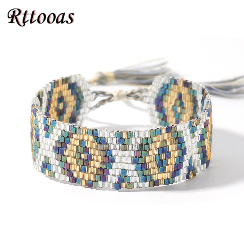 Rttooas Big Bracelets Geometries MIYUKI Beaded Charm Bracelets Bohemian For Women