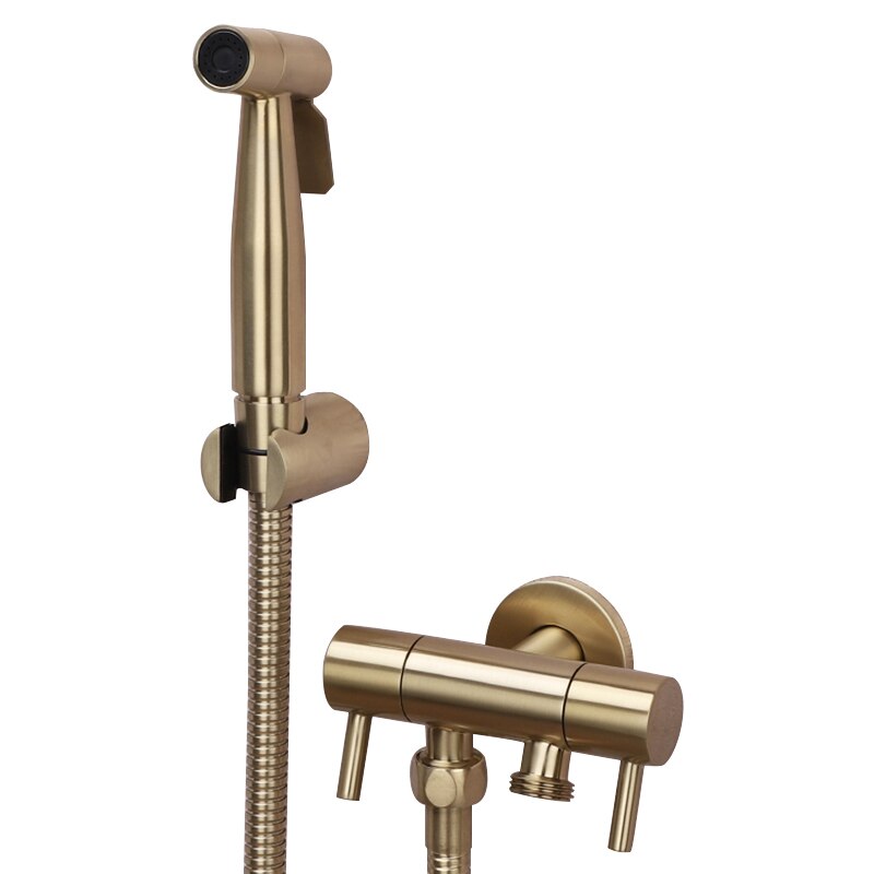 Geborsteld Goud Bidet Kraan Set Badkamer Handdouche Bidet Wc Spuit Hygiënische Douche Bidet Tap Wall Mount Bidet Kraan