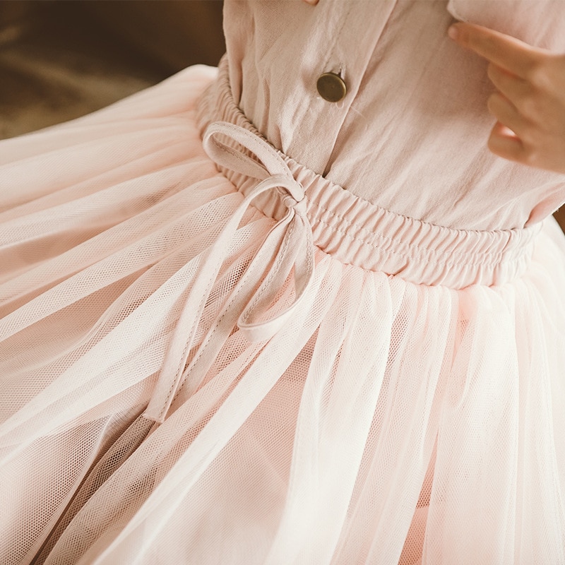 Teenage Girl Dress Summer Sleeveless Meash Spliced Princess Kids Dresses For Girls Children Clothing 4 5 6 7 8 9 years