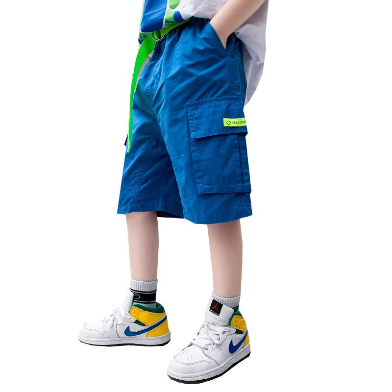 Baby Boys Shorts Casual Solid Colors Elastic Waist With Belt Pants Summer Mid Length Kids Trousers Soft Pants Children Clothes
